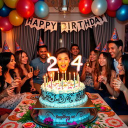 A vibrant and festive scene celebrating a 24th birthday