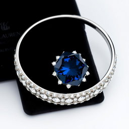 A stunning piece of jewelry that embodies a collaboration between Ralph Lauren and Swarovski, featuring a sophisticated bracelet