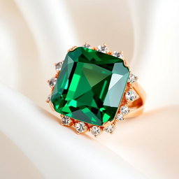 An exquisite piece of jewelry envisioned as a collaboration between Ralph Lauren and Swarovski, featuring a striking cocktail ring