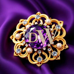 An exquisite piece of jewelry that illustrates a collaboration between Dior and Versace, featuring a glamorous brooch
