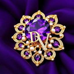 An exquisite piece of jewelry that illustrates a collaboration between Dior and Versace, featuring a glamorous brooch