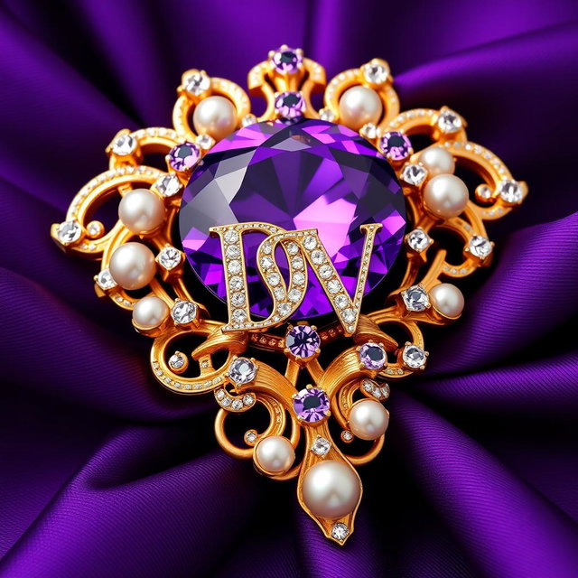 An exquisite piece of jewelry that illustrates a collaboration between Dior and Versace, featuring a glamorous brooch