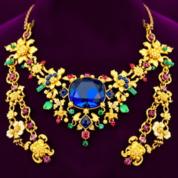 An opulent piece of jewelry symbolizing a collaboration between Dior and Versace, featuring a lavish statement necklace