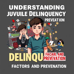 A digital poster illustrating the concept of juvenile delinquency, featuring a split design