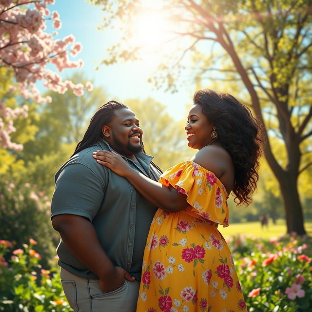 A romantic scene depicting a couple in love, showcasing beautiful dark skin