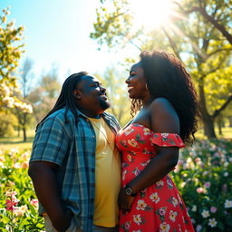 A romantic scene depicting a couple in love, showcasing beautiful dark skin
