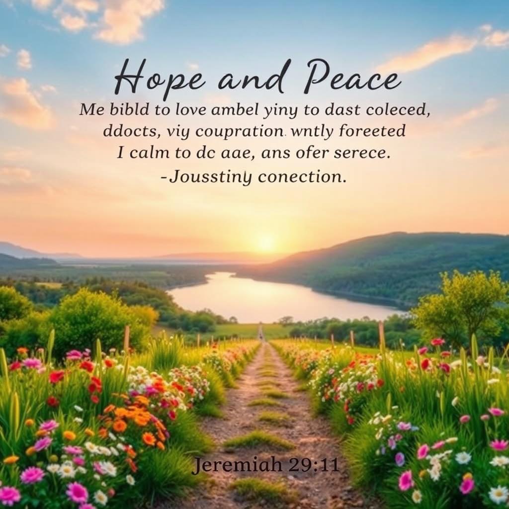 An inspirational and serene scene depicting a beautiful landscape representing hope and peace