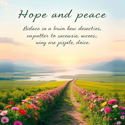An inspirational and serene scene depicting a beautiful landscape representing hope and peace