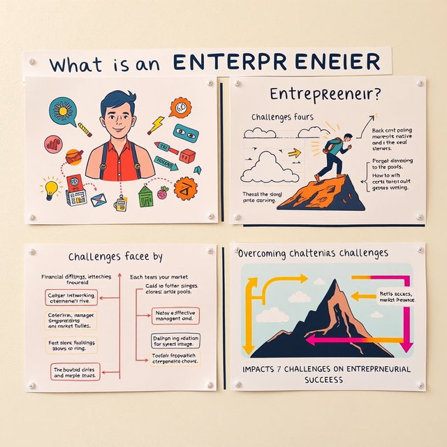 A visually engaging Bristol board presentation divided into four sections