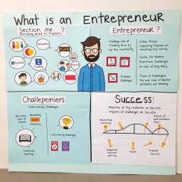 A creative Bristol board presentation divided into four distinct sections, each visually engaging and informative