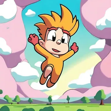 The aeriform character floated effortlessly through the cartoon world.