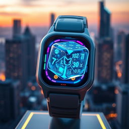 A futuristic smartwatch with an integrated, rolling dice feature