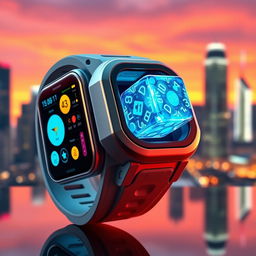A futuristic smartwatch with an integrated, rolling dice feature