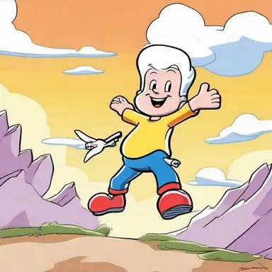 The aeriform character floated effortlessly through the cartoon world.