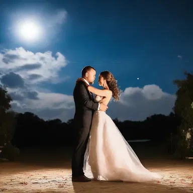The couple shared an aeriform moment as they danced together under the moonlight.