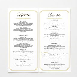 A simple yet elegant a la carte menu design featuring a clean layout