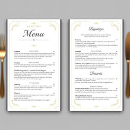 A simple yet elegant a la carte menu design featuring a clean layout