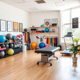 A well-organized physiotherapy room filled with various physiotherapy equipment