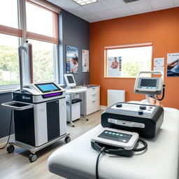 A modern physiotherapy clinic room showcasing high-tech equipment
