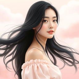 A stunning female model inspired by the features of Cha Eun Woo, showcasing a perfect blend of elegance and beauty