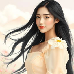 A stunning female model inspired by the features of Cha Eun Woo, showcasing a perfect blend of elegance and beauty