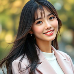 A stunning female counterpart of Cha Eun-woo, embodying his charismatic features and stylish aura