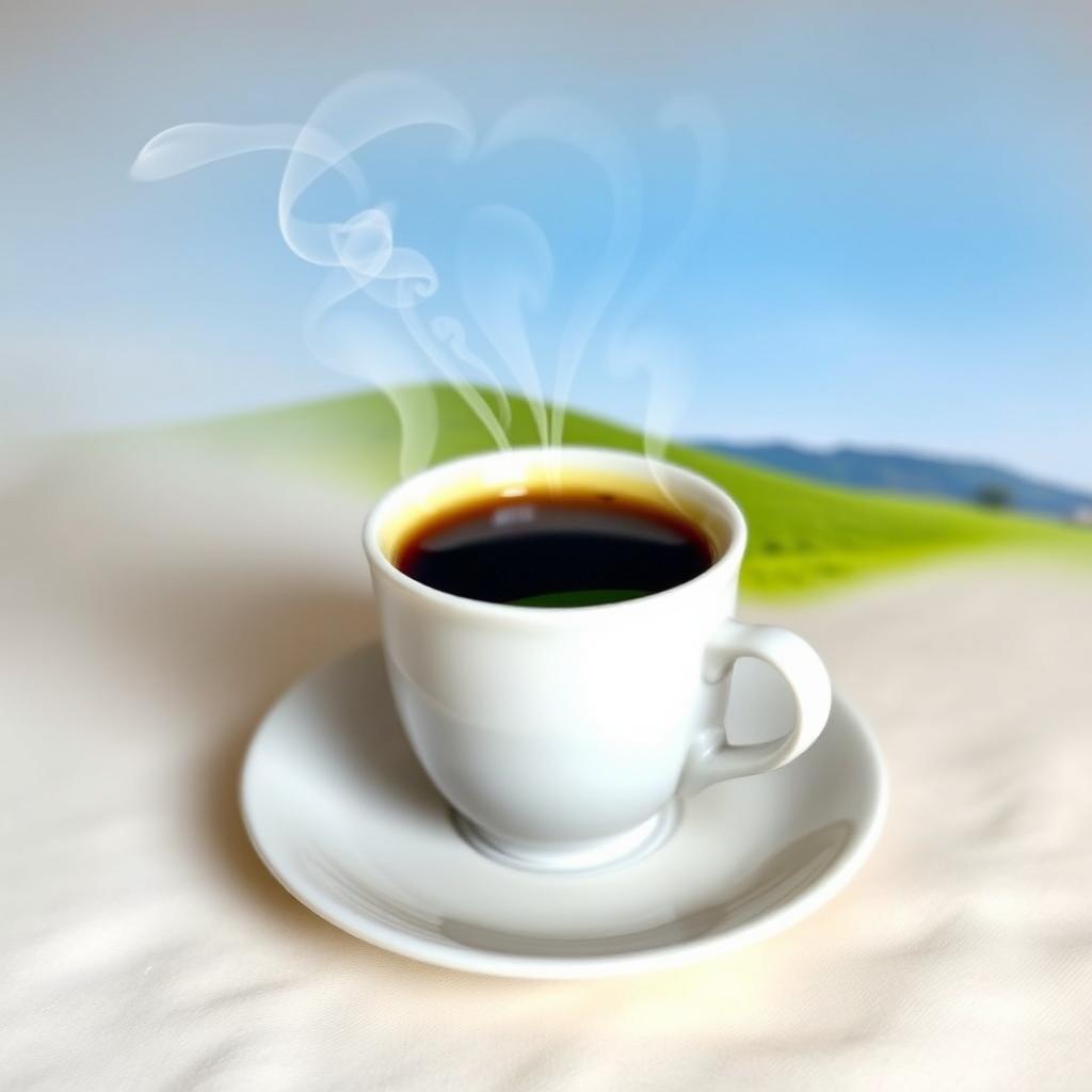 A white ceramic cup filled with rich black tea, sitting on a delicate white saucer