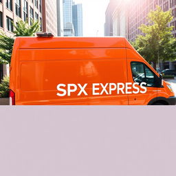 An eye-catching orange blind van prominently displaying the logo 'SPX EXPRESS' on its side
