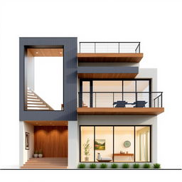 A modern house elevation design featuring a contemporary architectural style