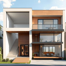 A modern house elevation design featuring a contemporary architectural style