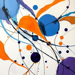 An abstract artwork titled 'Harmony in Chaos' featuring dynamic lines intertwining throughout the canvas, creating a sense of movement and energy