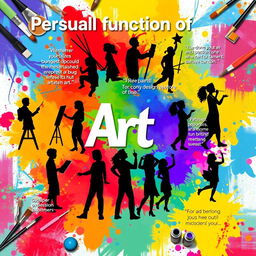 A vibrant and eye-catching poster illustrating the theme of personal function of art and self-expression