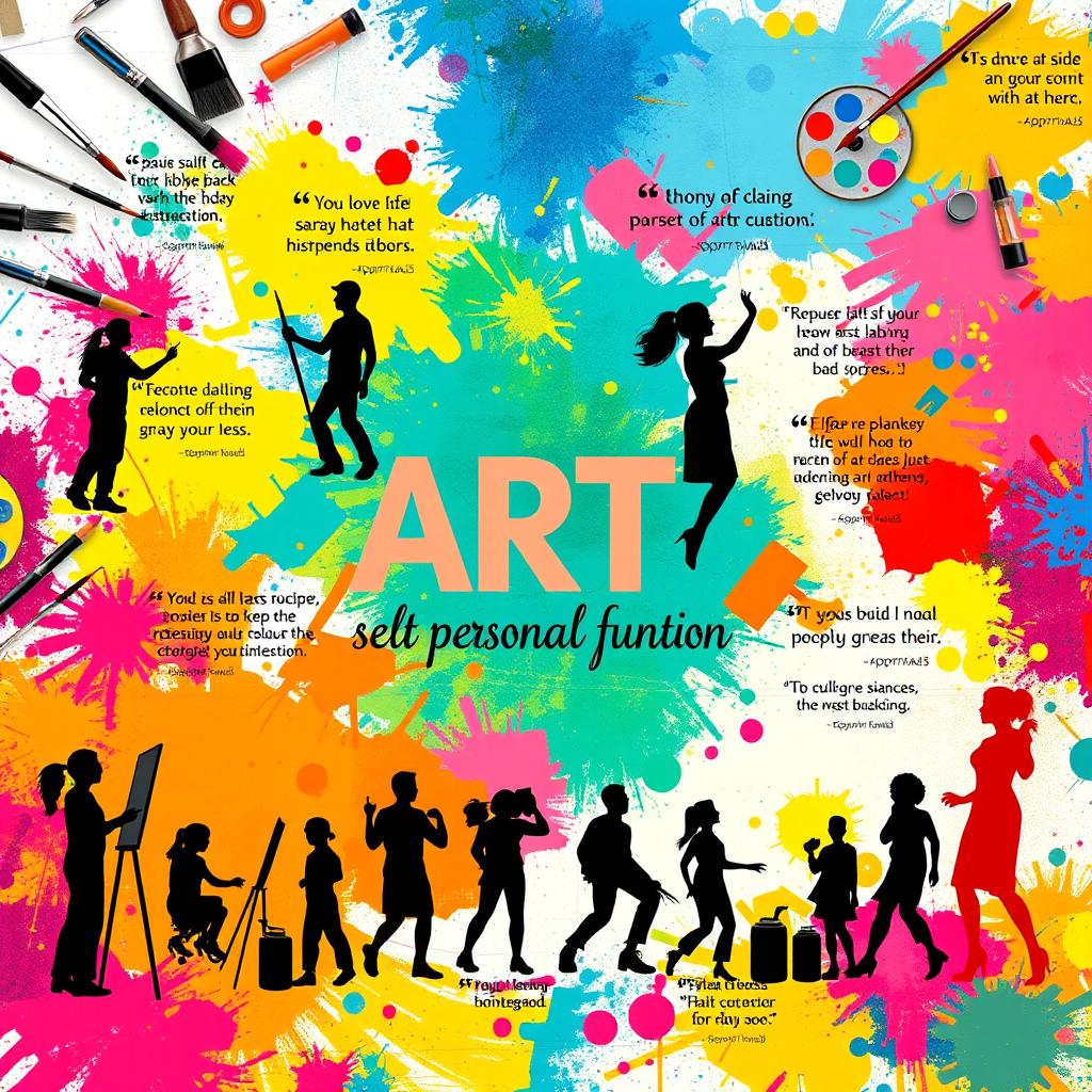 A vibrant and eye-catching poster illustrating the theme of personal function of art and self-expression