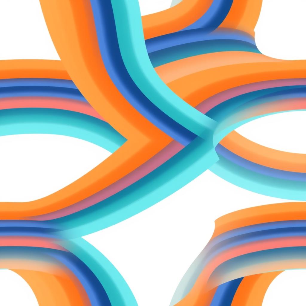 A visually striking strip pattern that incorporates glide reflection, showcasing a series of alternating stripes in vibrant colors such as deep blue, bright orange, and soft teal