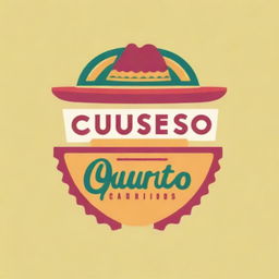 A vibrant, high-quality digital art image of a logo for a Tex-Mex restaurant named Queso Quarters