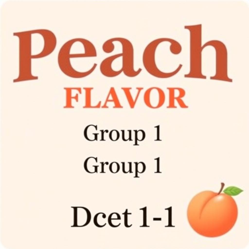 A stylish product label featuring the text 'Peach Flavor' at the top in bold, eye-catching typography