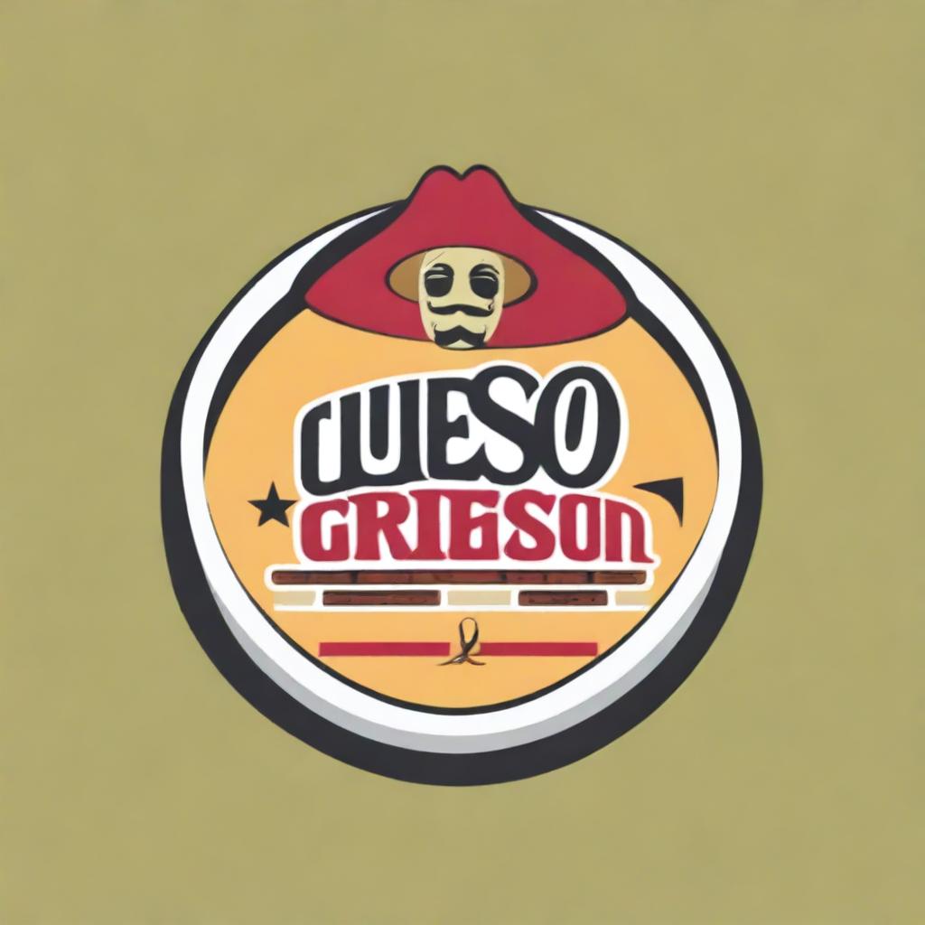 A vibrant, high-quality digital art image of a logo for a Tex-Mex restaurant named Queso Quarters