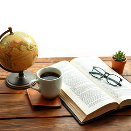 A realistic image of a wooden table with a white background