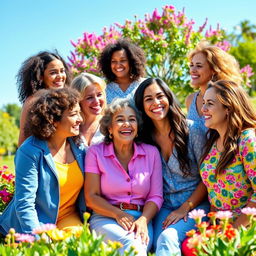 A group of super friendly smiling women, exuding warmth and positivity