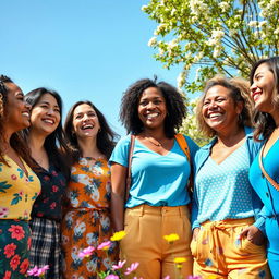 A group of super friendly smiling women, exuding warmth and positivity