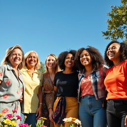 A group of super friendly smiling women, exuding warmth and positivity