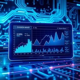 An artistic interpretation of Shannon-Waver, depicted as a sleek, modern digital interface displaying transaction data