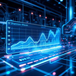 An artistic interpretation of Shannon-Waver, depicted as a sleek, modern digital interface displaying transaction data