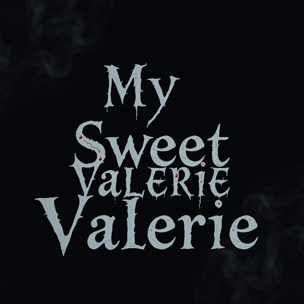 A book cover featuring a simple black background with the text "My Sweet Valerie" arranged in three separate lines, each word centered prominently