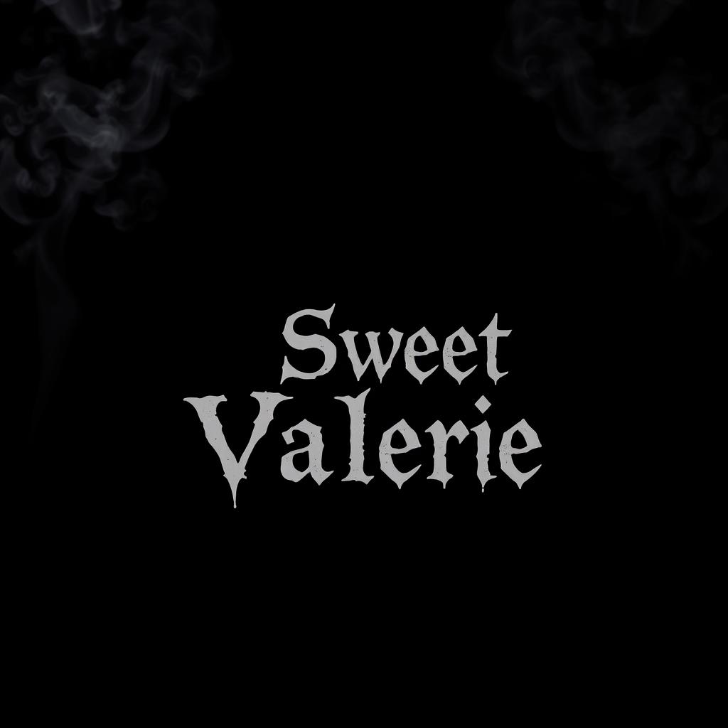 A simple black background featuring the text 'My Sweet Valerie' arranged in three separate lines, with each word gracefully positioned in the center