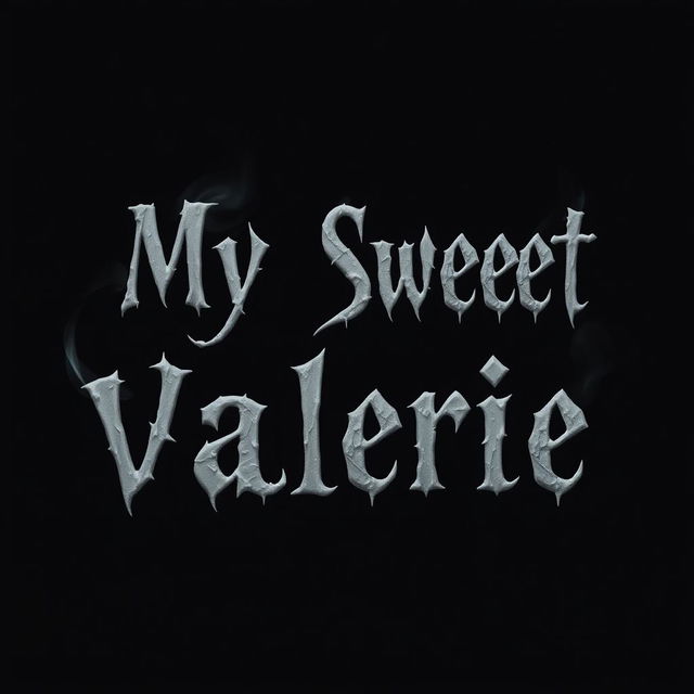 A simple black background featuring the text "My Sweet Valerie" arranged in three separate lines, with centered alignment