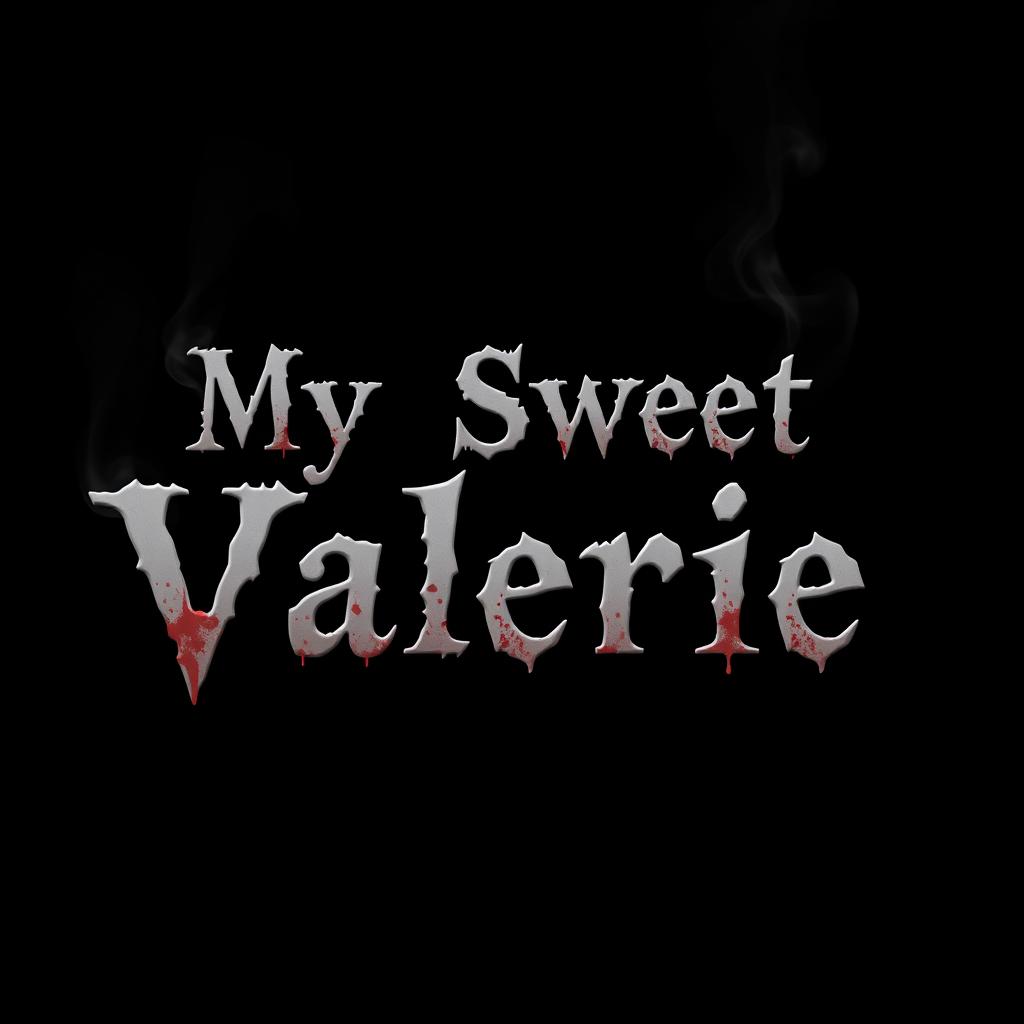 A simple black background featuring the text "My Sweet Valerie" arranged in three separate lines, with centered alignment