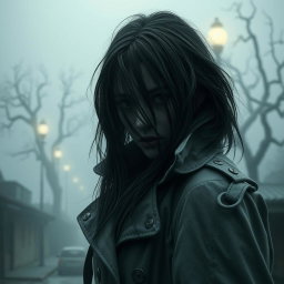 A mysterious woman inspired by Silent Hill, featuring a hauntingly atmospheric look
