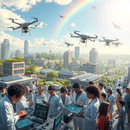 A visually stunning representation of the interaction between science, technology, and society