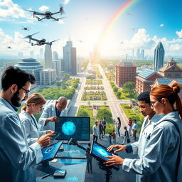 A visually stunning representation of the interaction between science, technology, and society